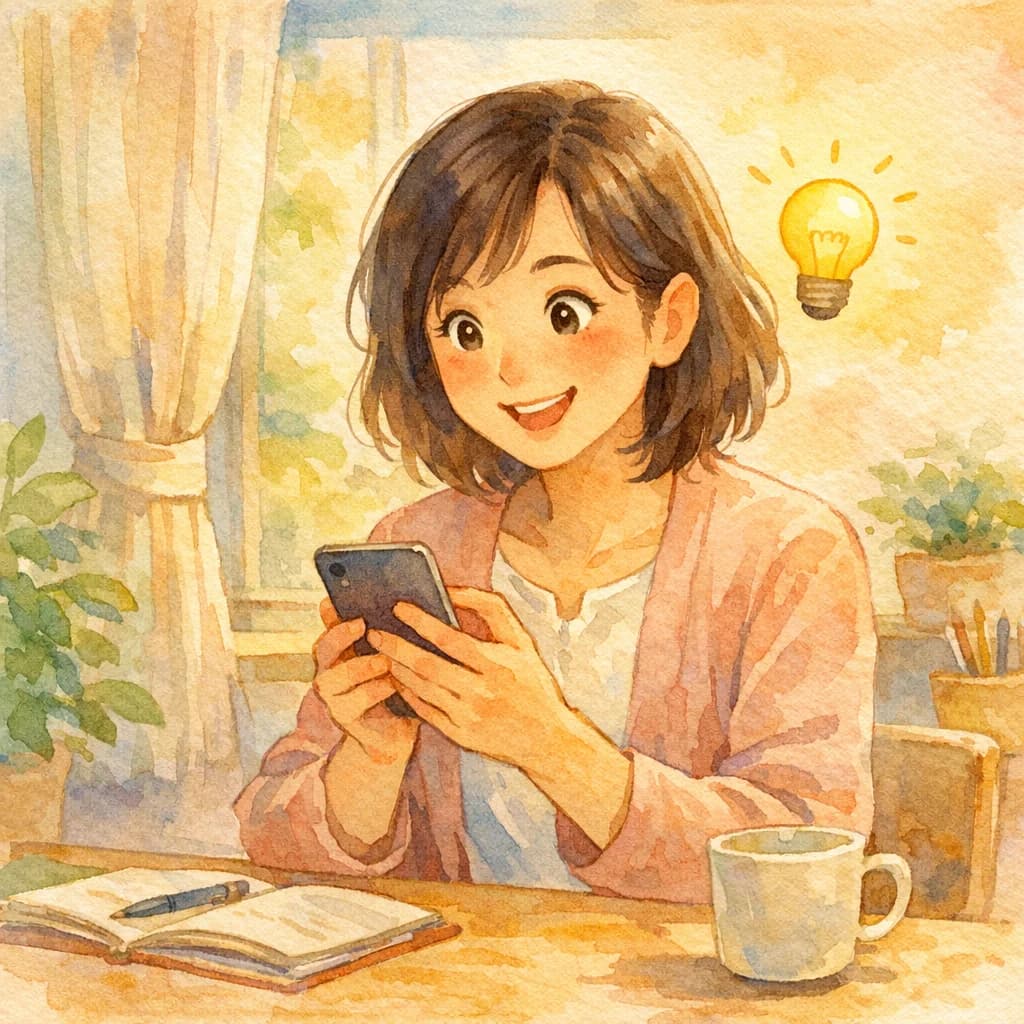 解決策に気づいて明るい表情の娘
